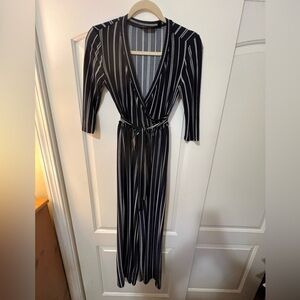 Navy and White Patterned Top